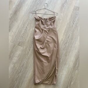 Strapless Faux Leather Dress - J Lux Label - nude -Small